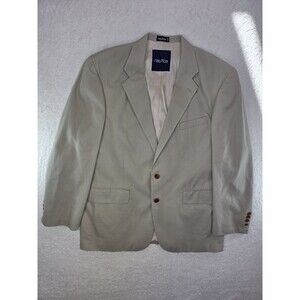 Nautica Beige Men's Blazer Single-Breasted Two-Button Notch Lapel Single Vent